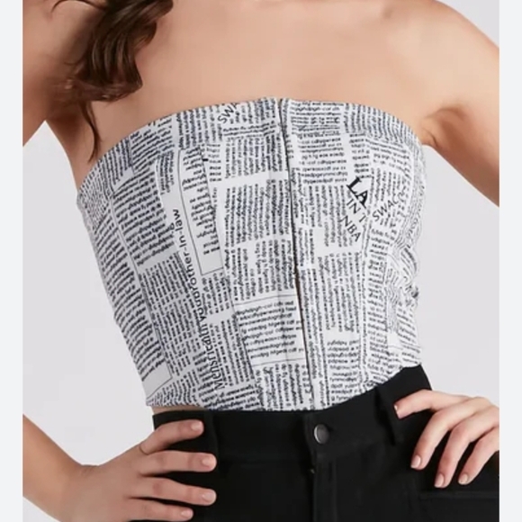 Windsor Tops - Windsor Black and White Strapless Top